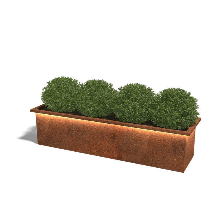 Corten acél virágládák LED