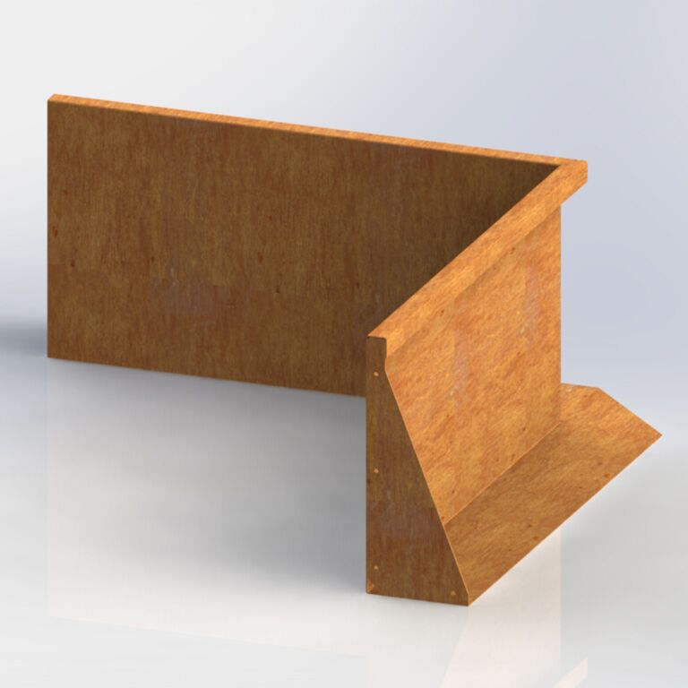 Corten acél támfal belső sarok 100 x 100 cm (magasság 50 cm)