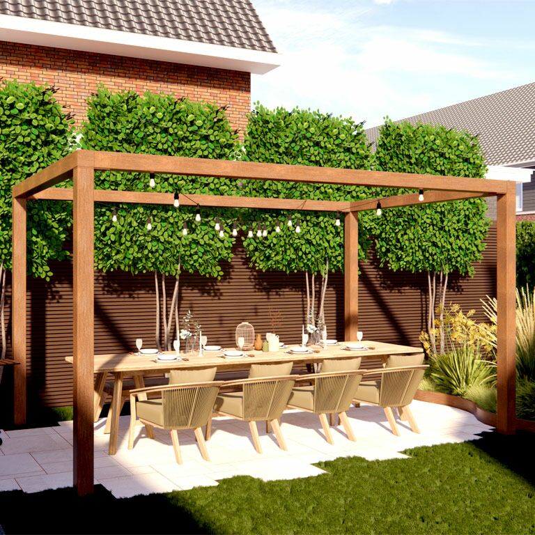 Corten acél pergola beállítás 274 x 250 cm-es négyzet