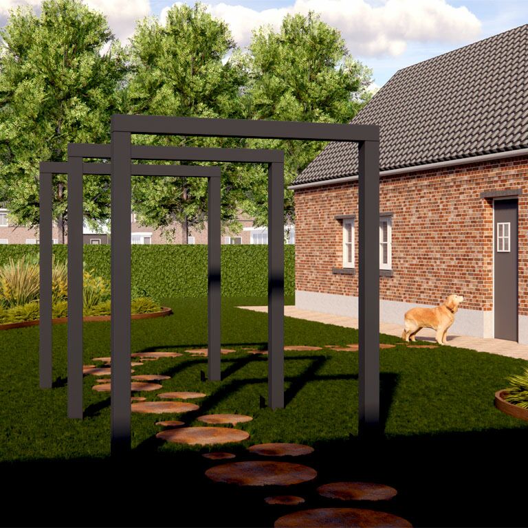 Porszórt acél pergola egyenes 300 cm
