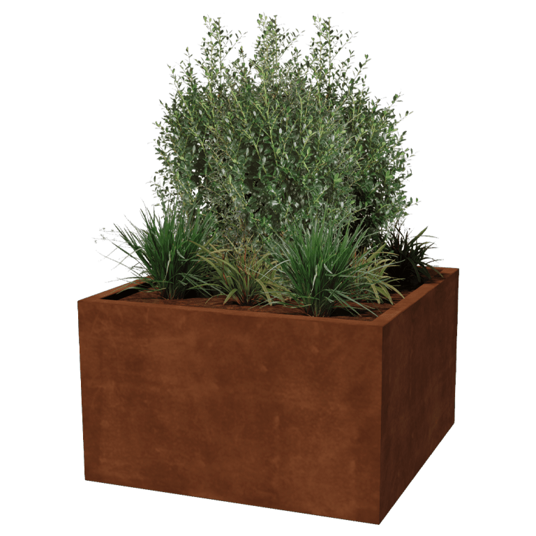Corten acél hegesztett virágláda Montana 100 x 100 x 60 cm