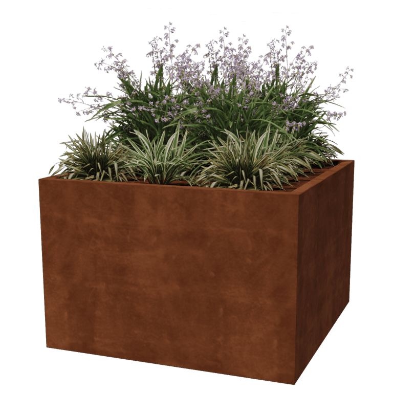 Corten acél hegesztett virágláda Montana 120 x 120 x 80 cm