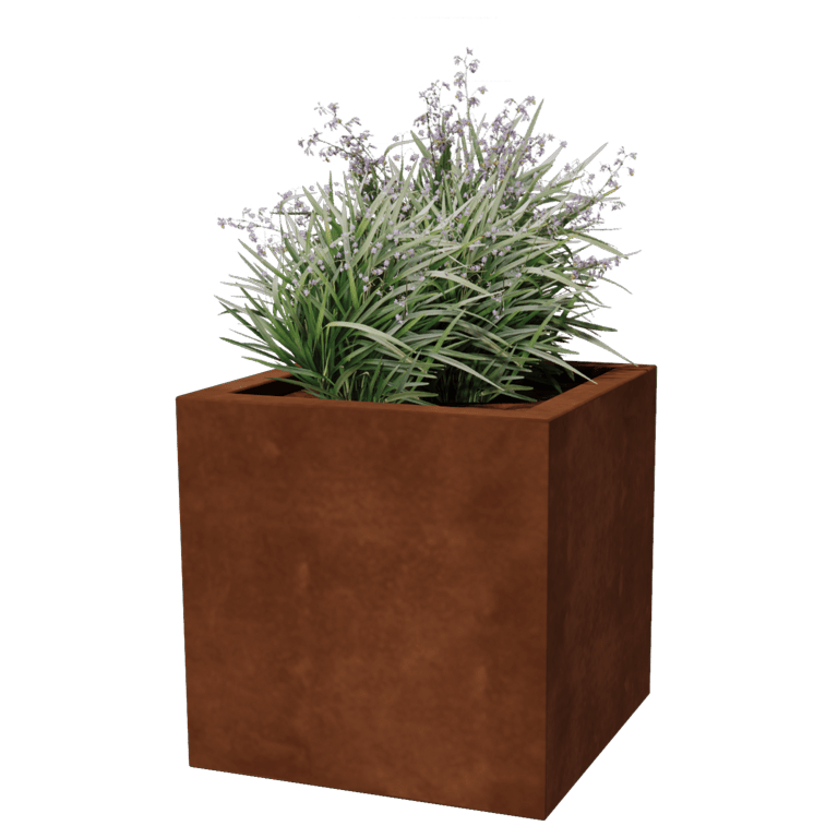 Corten acél hegesztett virágláda Montana 50 x 50 x 50 cm