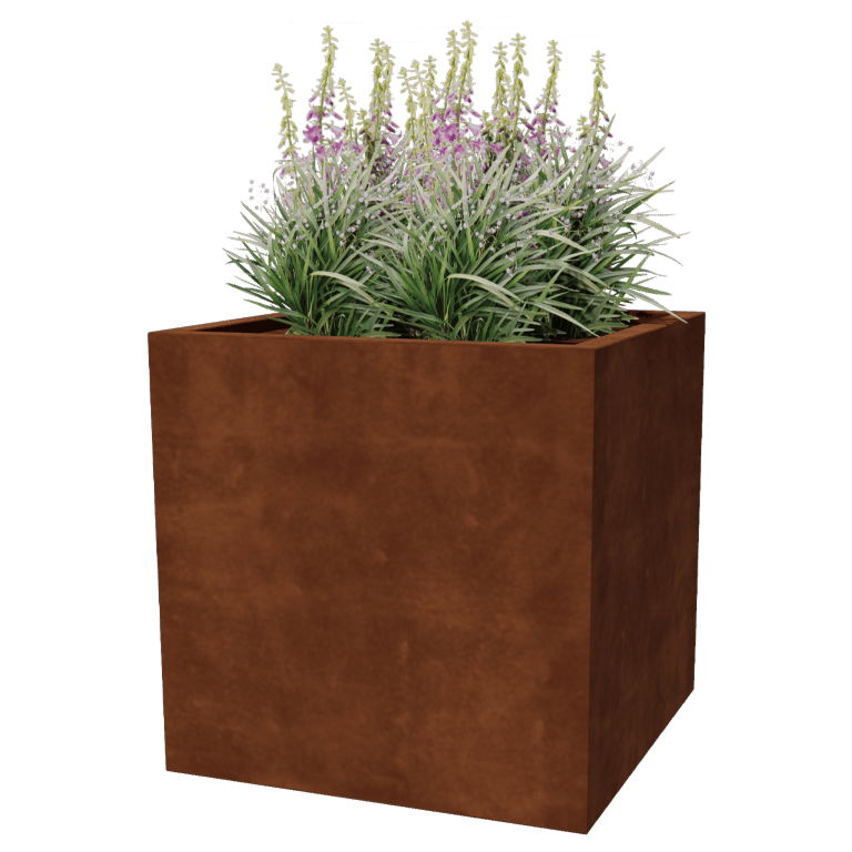Corten acél hegesztett virágláda Montana 80 x 80 x 80 cm