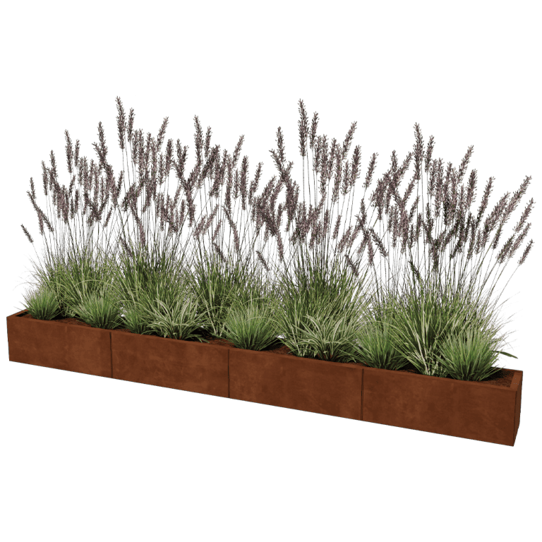 Corten acél virágláda Texas xxl 320 x 30 cm
