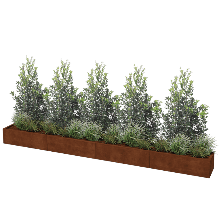 Corten acél virágláda Texas xxl 400 x 40 cm