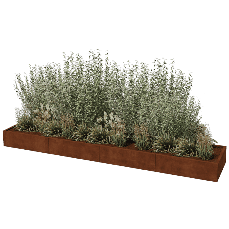 Corten acél virágláda Texas xxl 400 x 80 cm