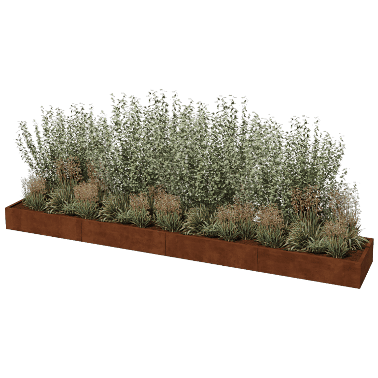 Corten acél virágláda Texas xxl 480 x 80 cm