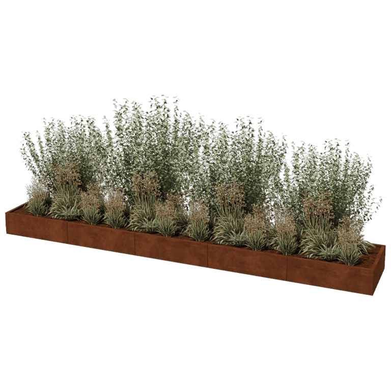 Corten acél virágláda Texas xxl 500 x 80 cm