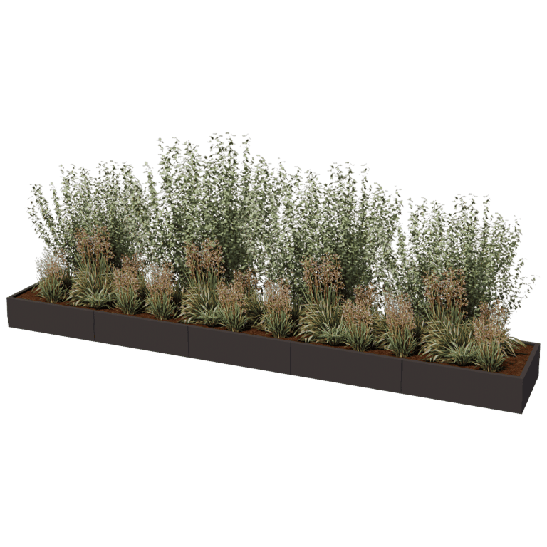 Porszórt acél virágláda Texas xxl 500 x 80 cm