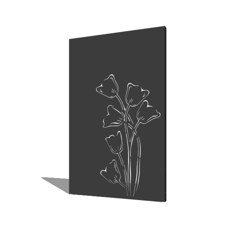 Porszórt acél panel tulipán aszimmetrikus 120 x 6 x 190 cm