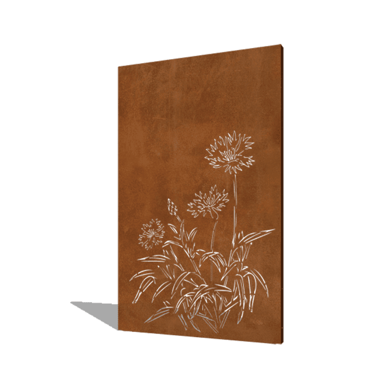 Corten acél panel búzavirág 120 x 6 x 190 cm