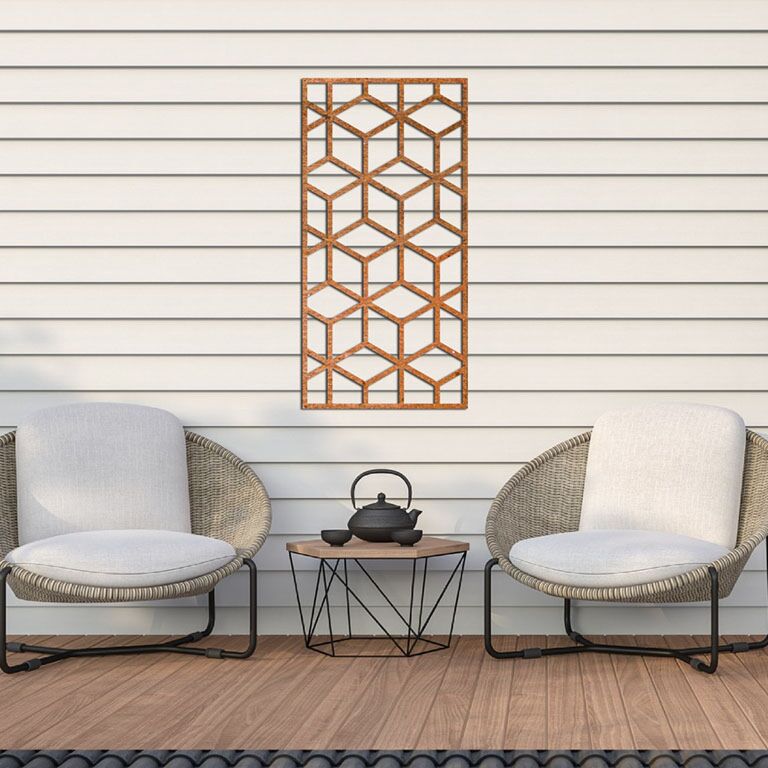 Corten acél fali dekoráció Geometriai formák 2.0