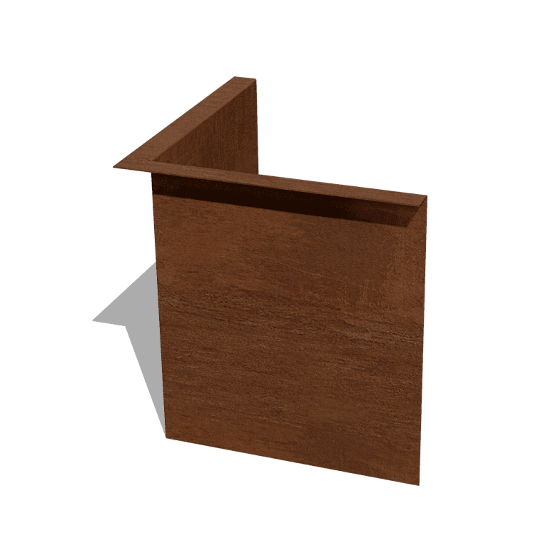 Corten acél szegély vastag 34 cm belső sarok