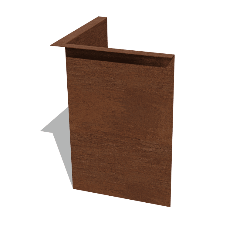 Corten acél szegély vastag 45 cm belső sarok