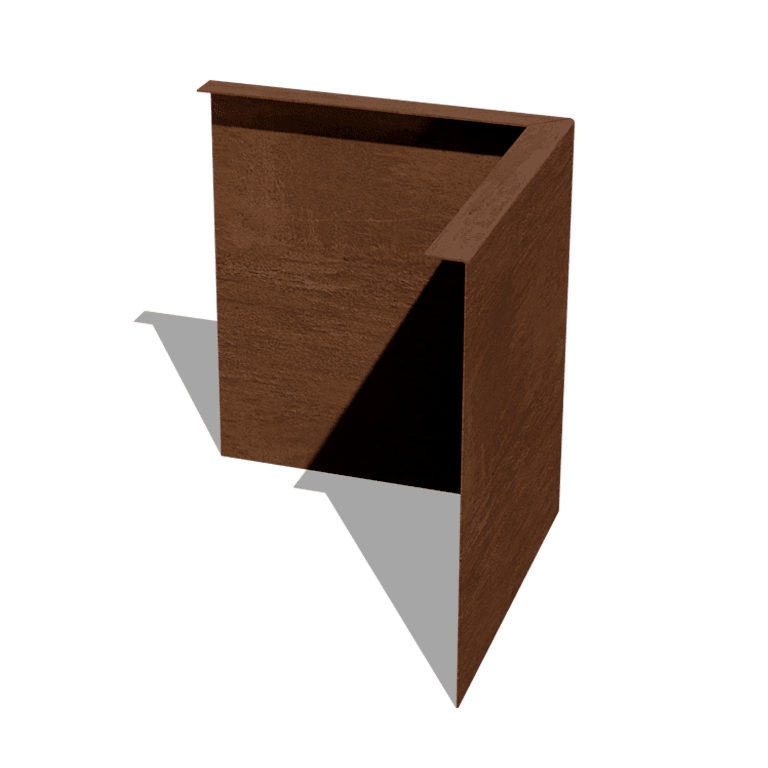 Corten acél szegély vastag 34 cm külső sarok