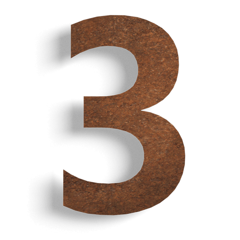 Corten acél házszám 3 - 15 cm