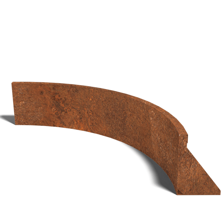 Corten acél támfal belső kanyar 100 x 100 cm (magasság 30 cm)