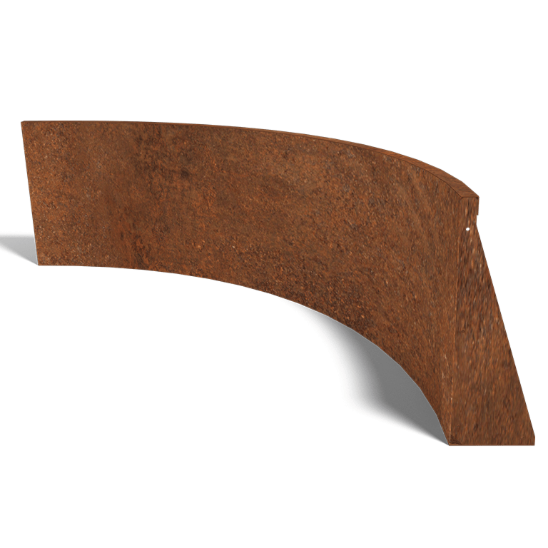 Corten acél támfal belső kanyar 150 x 150 cm (magasság 60 cm)