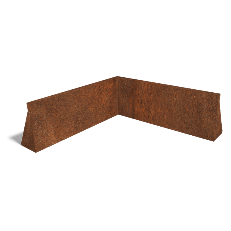 Corten acél támfal belső sarok 100 x 100 cm (magasság 40 cm)