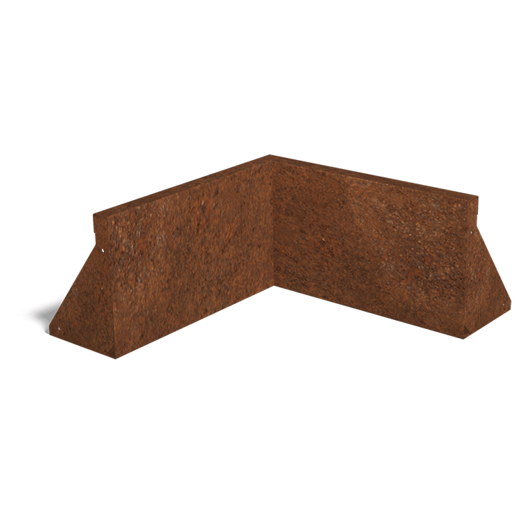 Corten acél támfal belső sarok 50 x 50 cm (magasság 30 cm)