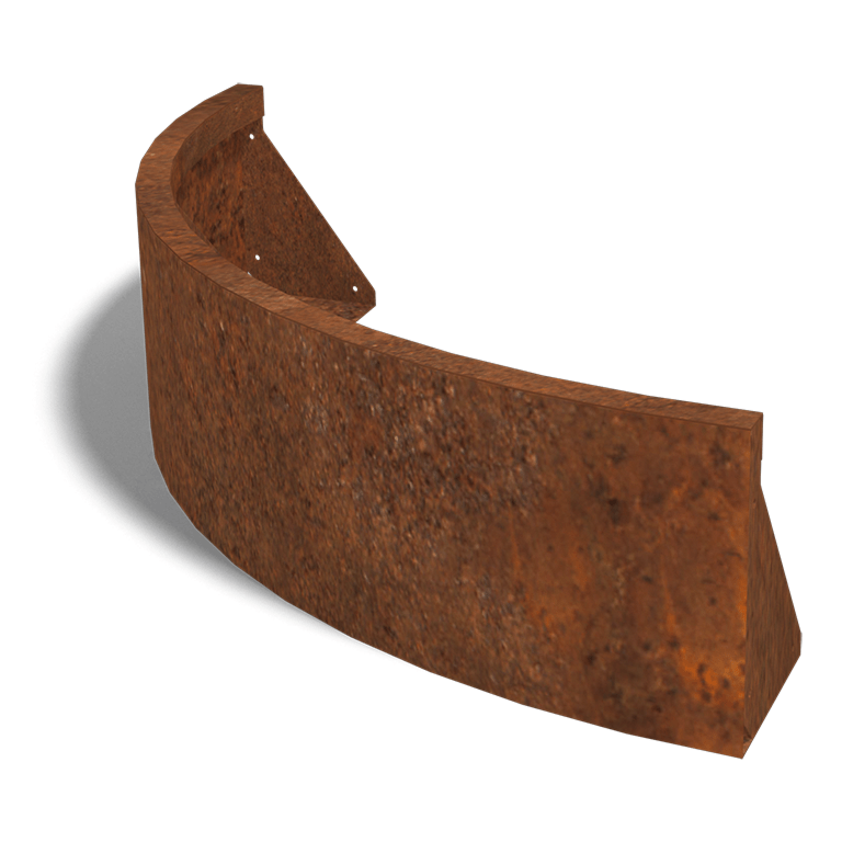 Corten acél támfal külső kanyar 100 x 100 cm (magasság 30 cm)