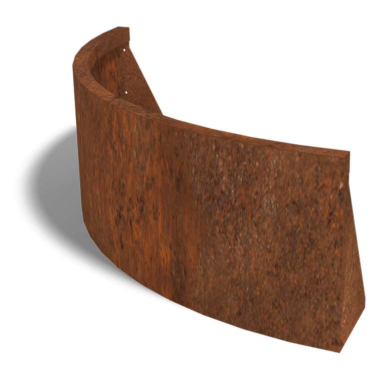Corten acél támfal külső kanyar 100 x 100 cm (magasság 40 cm)