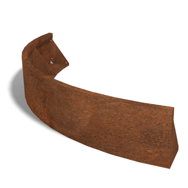 Corten acél támfal külső kanyar 150 x 150 cm (magasság 30 cm)