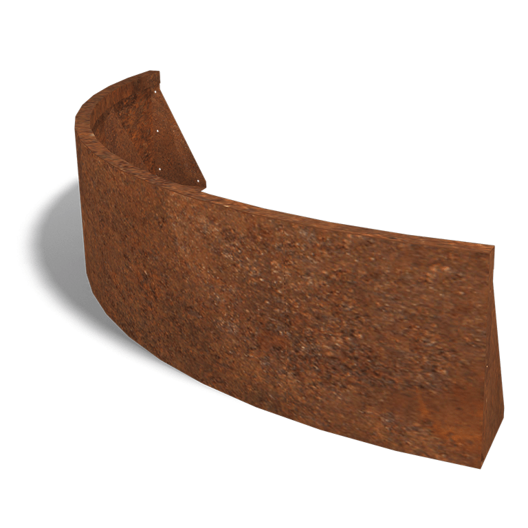 Corten acél támfal külső kanyar 150 x 150 cm (magasság 40 cm)