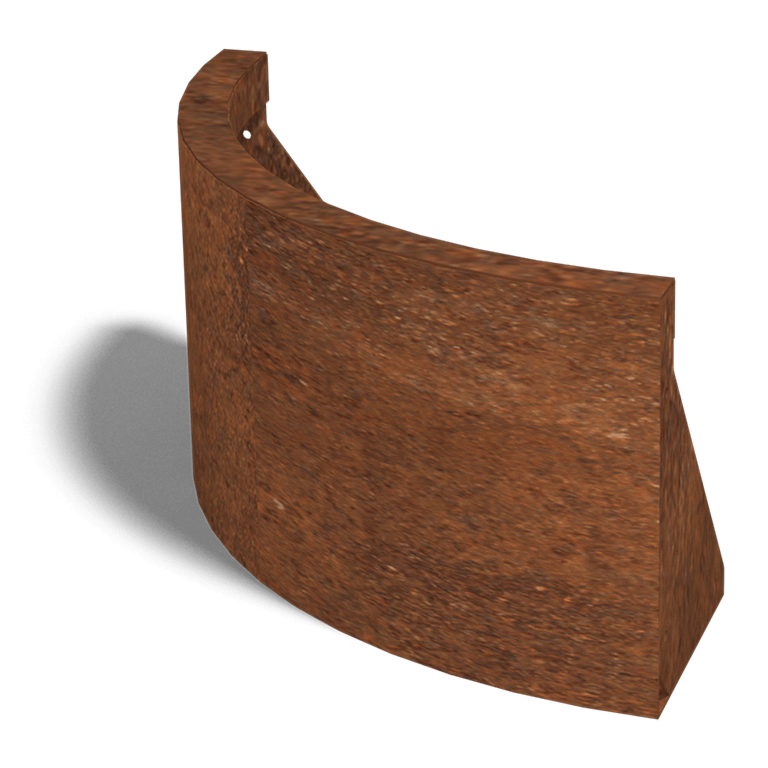 Corten acél támfal külső kanyar 50 x 50 cm (magasság 30 cm)