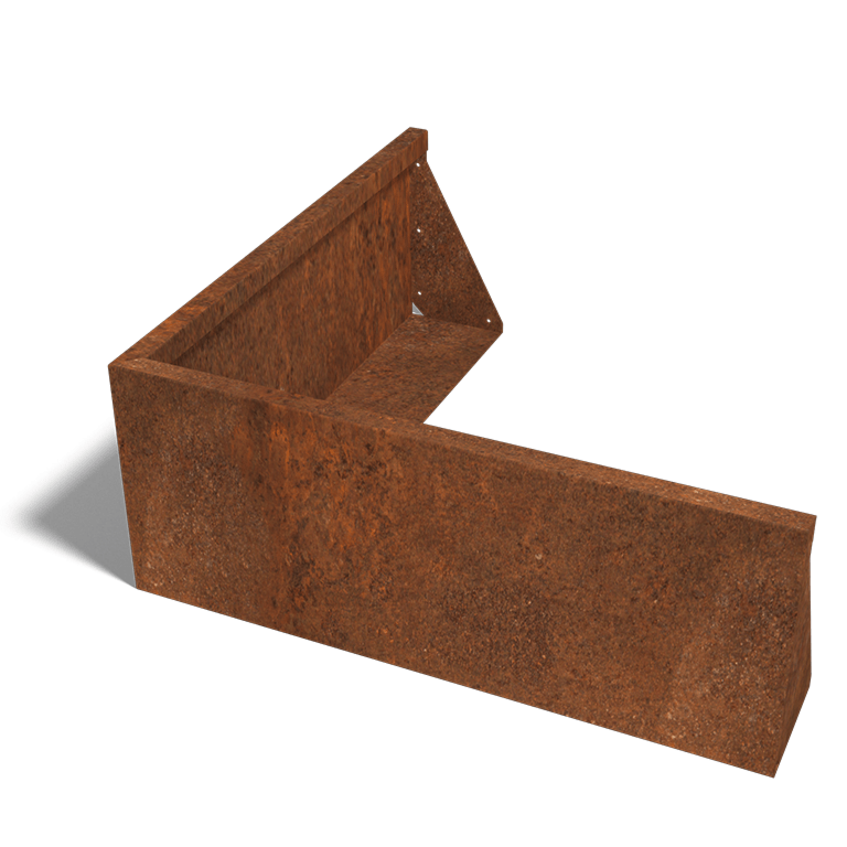 Corten acél támfal külső sarok 100 x 100 cm (magasság 40 cm)