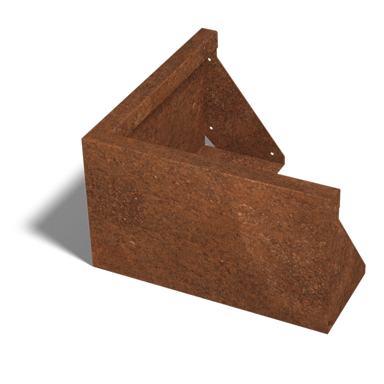 Corten acél támfal külső sarok 50 x 50 cm (magasság 30 cm)