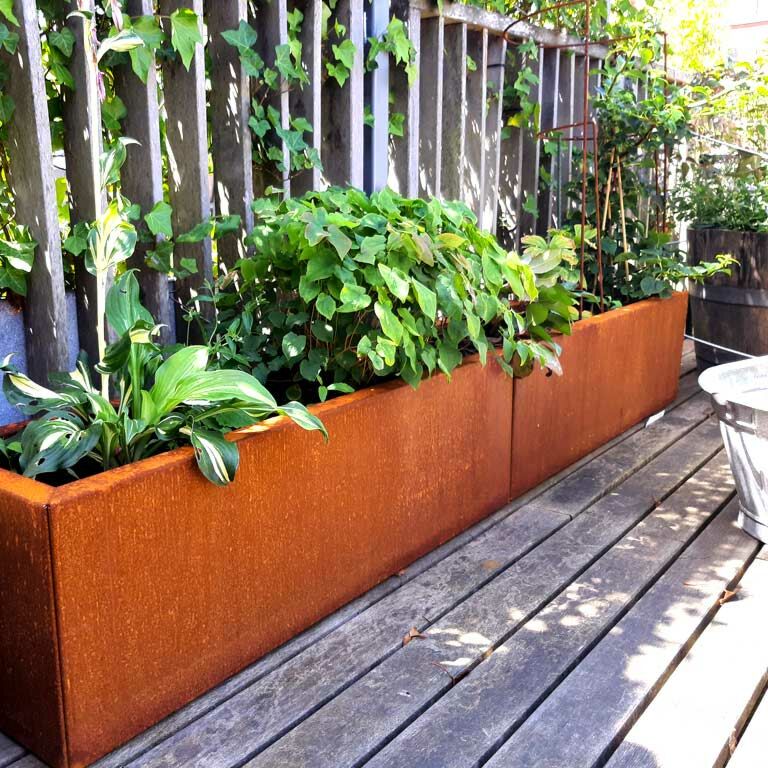 Corten acél virágláda Texas xxl 200 x 30 cm