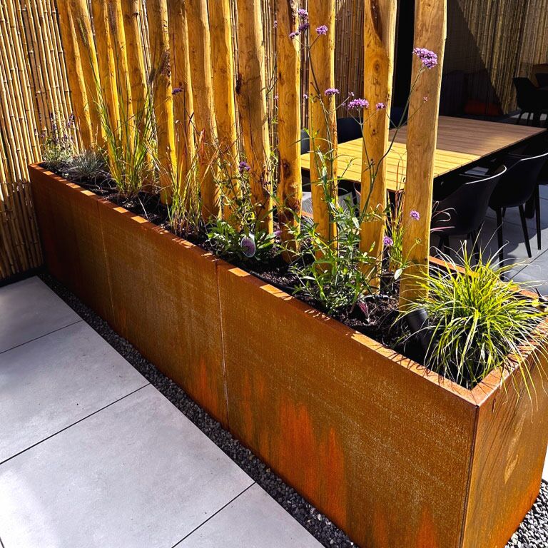 Corten acél virágláda Texas xxl 300 x 60 cm