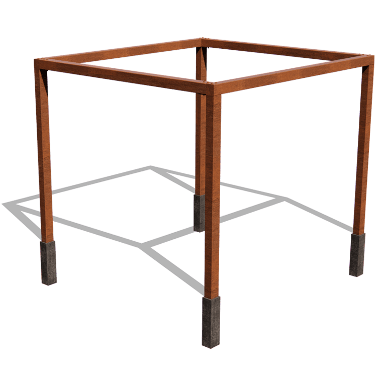 Corten acél pergola beállítás négyzet 324 x 300 cm