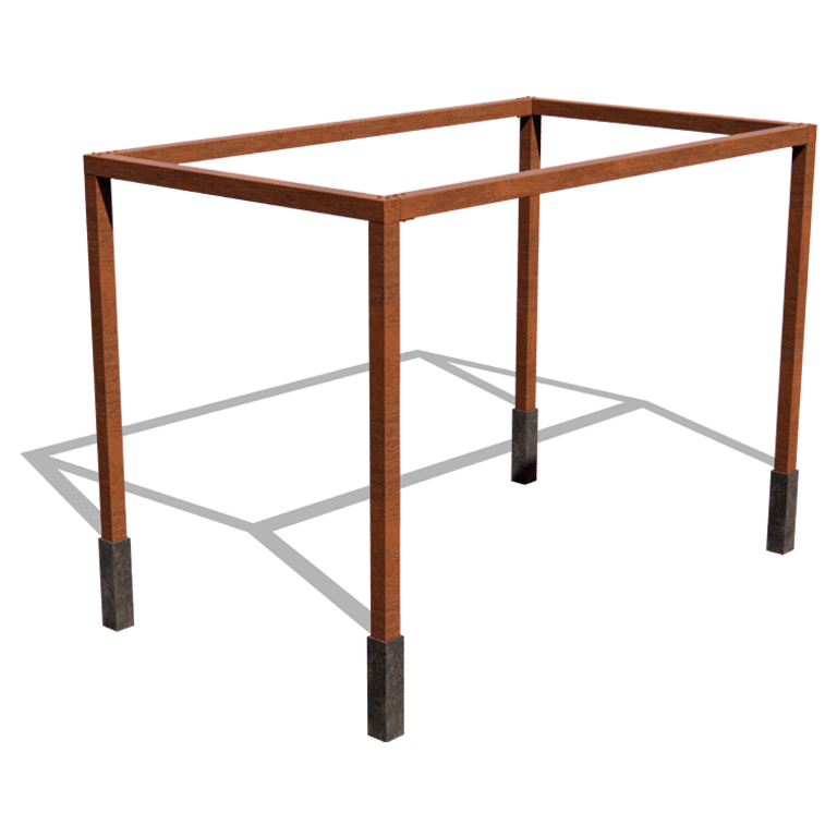 Corten acél pergola beállítás négyzet 424 x 250 cm
