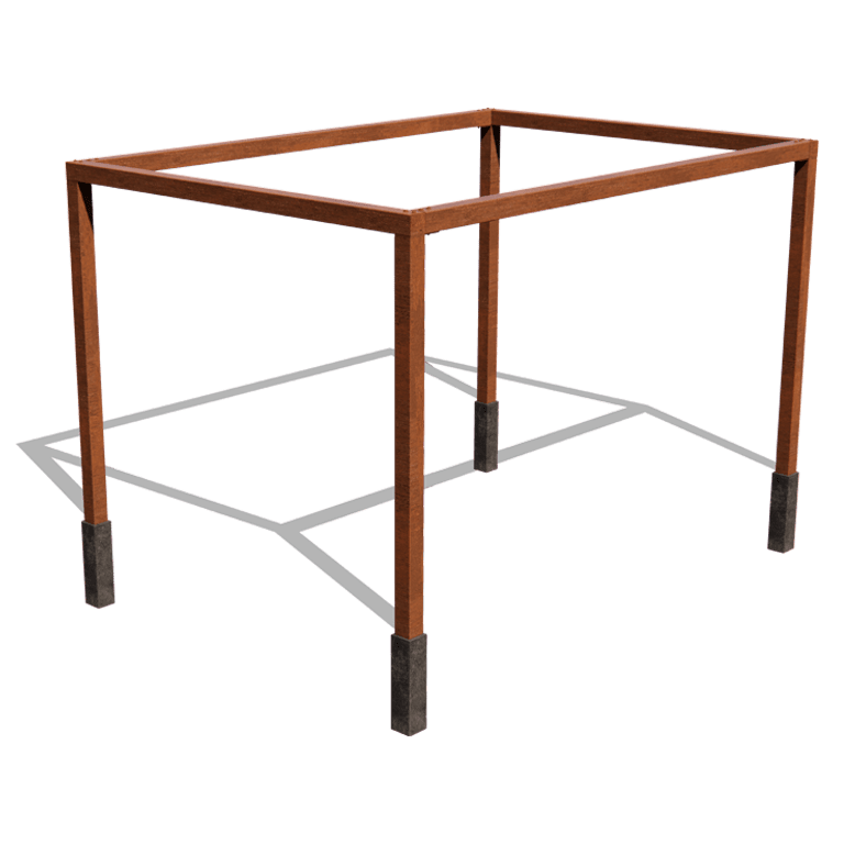 Corten acél pergola beállítás négyzet 424 x 300 cm