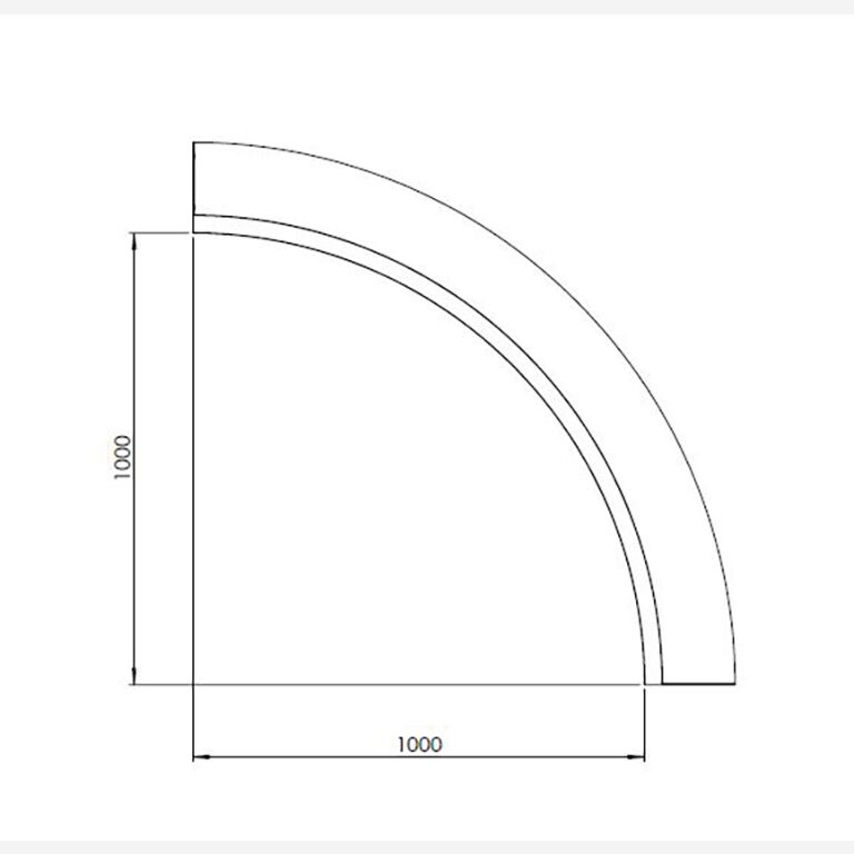 Corten acél támfal belső kanyar 100 x 100 cm (magasság 30 cm)