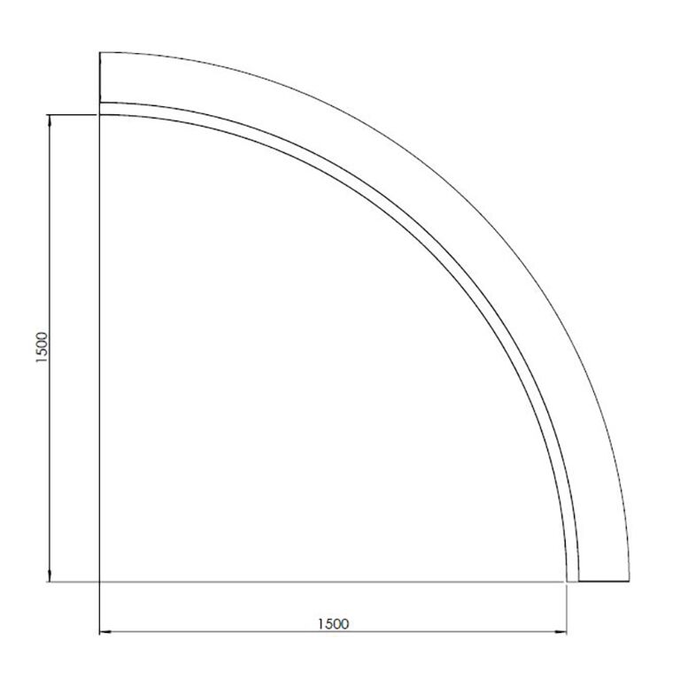 Corten acél támfal belső kanyar 150 x 150 cm (magasság 30 cm)