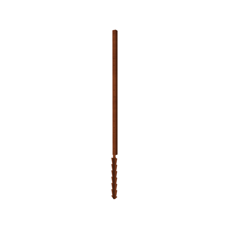 Corten acél kerti kerítés H középső oszlop földhegyes rögzítővel 190 x 6 x 6 cm