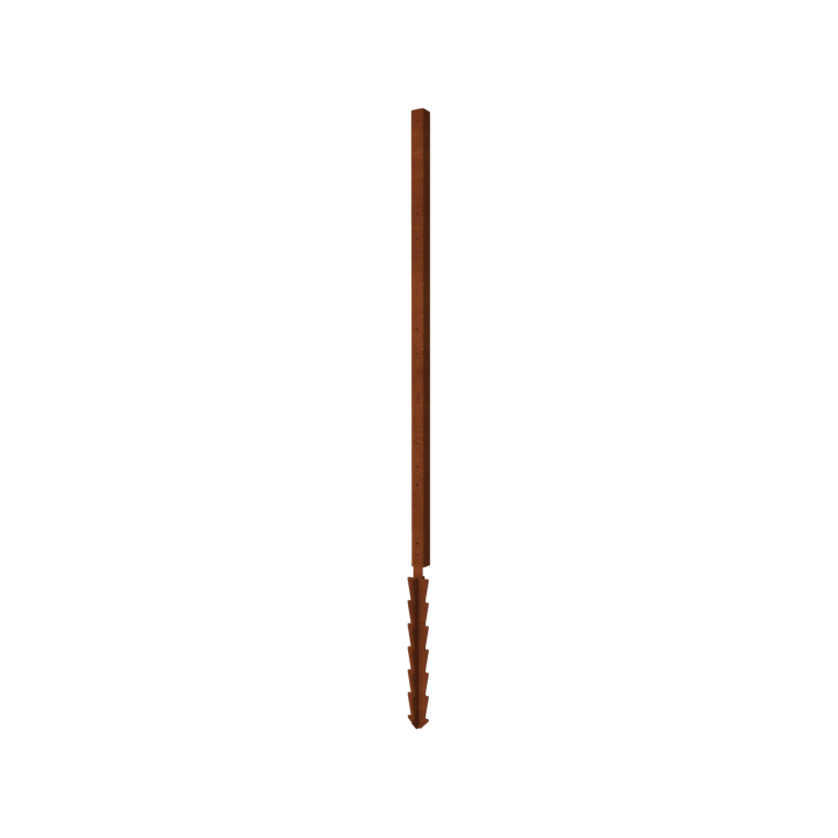 Corten acél kerti kerítés H végoszlop földhegyes rögzítővel 190 x 6 x 6 cm