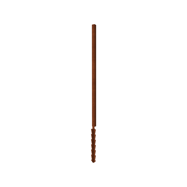 Corten acél kerti kerítés H sarkos oszlop földhegyes rögzítővel 190 x 6 x 6 cm