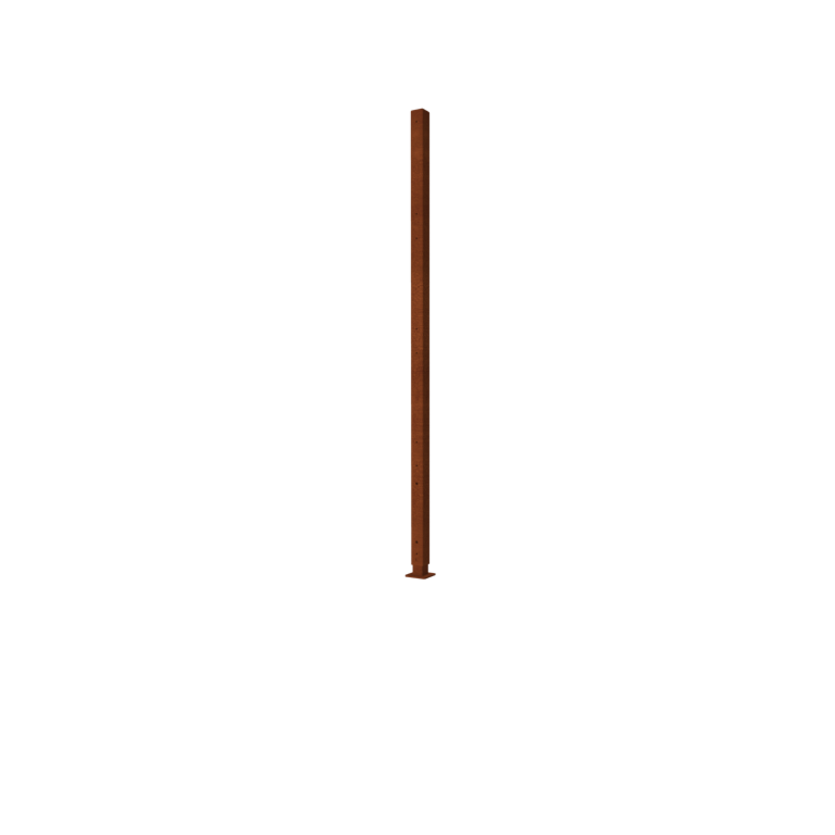 Corten acél kerti kerítés H sarkos oszlop talplemezzel 190 x 6 x 6 cm