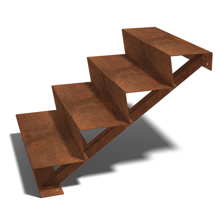 Corten acél lépcső New York 4 lépcsőfok (szélesség 80 cm)