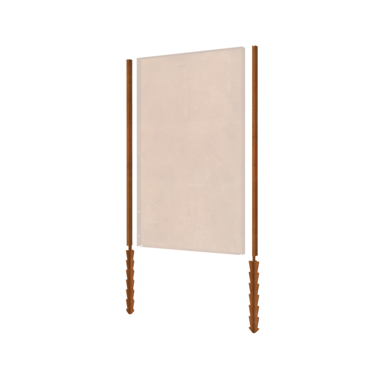 Corten acél állvány egyenes földelőcsap 190 x 6 x 3 cm-es méretben