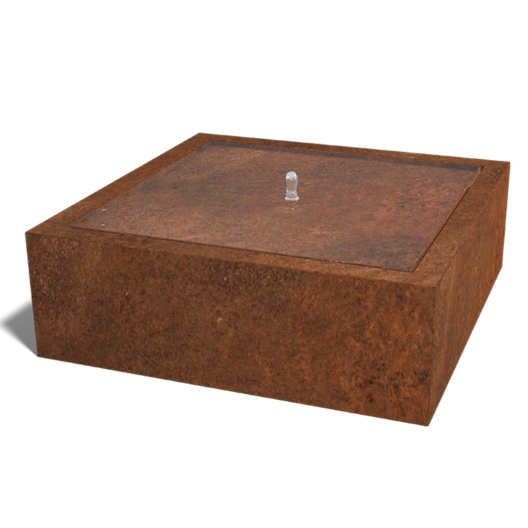 Corten acél szökőkút 120 x 120 x 40 cm