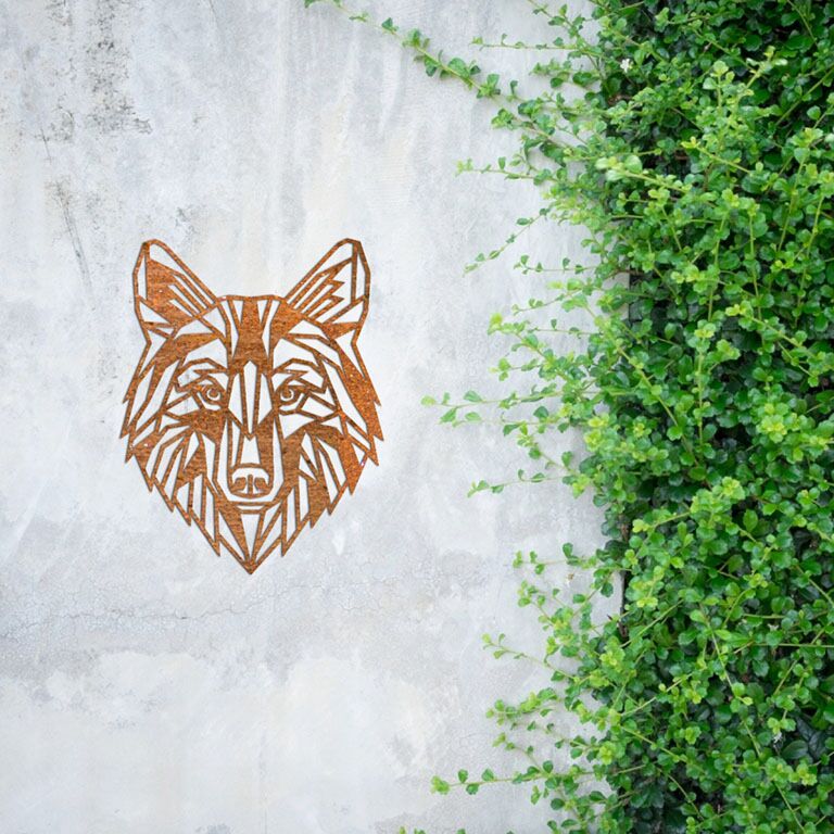 Corten acél fali dekoráció Farkas 1.0