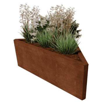 Corten acél virágláda Alaska egyenlő szárú 112 cm