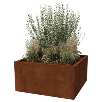 Corten acél hegesztett virágláda Montana 120 x 120 x 60 cm