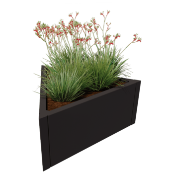 Acél virágláda - Egyenlő oldalú háromszög - 90,6 x 78,3 x 40 cm - RAL9005 matt (fekete) - Fenéklemez nélkül